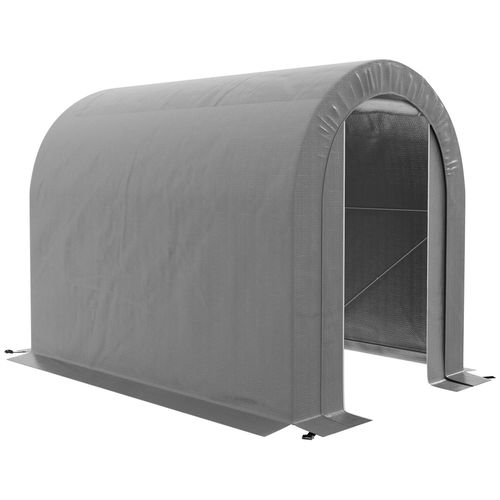 Abri De Jardin Rangement Extérieur Dim. 239l X 159l X 190h Cm - Porte Zippée - Acier Galvanisé Pe Gris