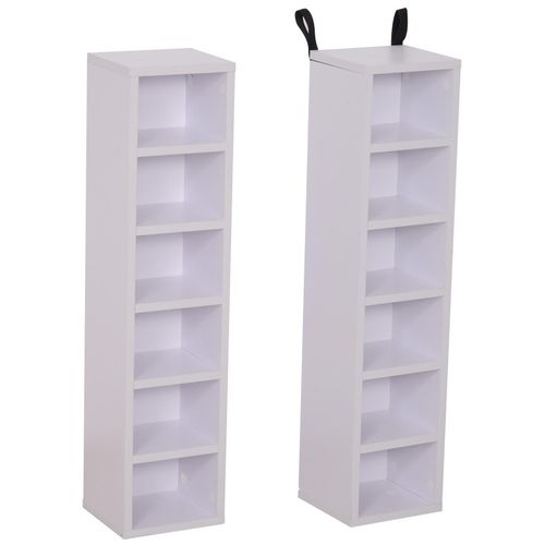 Lot De 2 Étagères Colonnes Armoire De Rangement Cd-Dvd 6 + 6 Compartiments Dim. 21l X 19l X 88h Cm Capaci