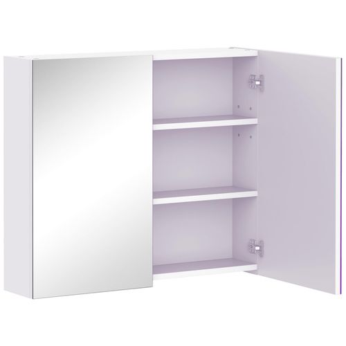 Armoire Miroir Murale De Salle De Bain 3 Étagères Réglables Dim. 70l X 60h Cm Blanc