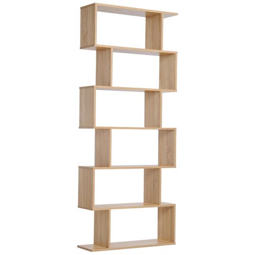 Bibliothèque Étagère Zig Zag Design Contemporain 80l X 23l X 192h Cm 6 Niveaux Coloris Chêne Clair