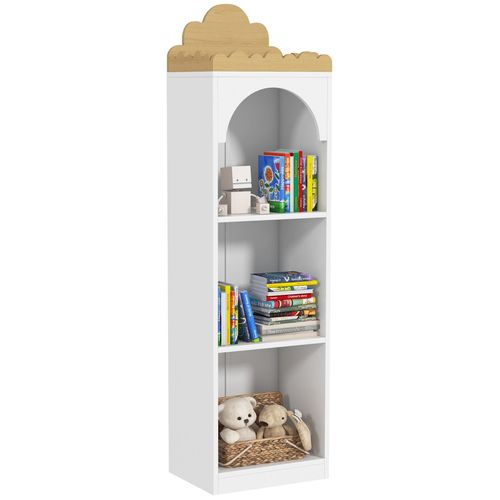 Bibliothèque Enfant Design Nuage - 4 Niveaux Rangement - Bois De Pin Mdf Blanc