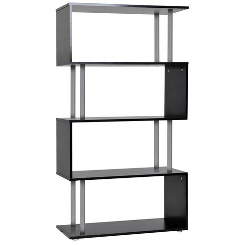 Bibliothèque Étagère Design Contemporain En S 4 Niveaux 80l X 30l X 145h Cm Coloris Noir