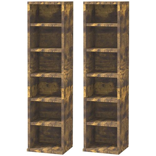 Lot De 2 Étagères Colonnes Rangement Max. 204 Cd Brun Rustique