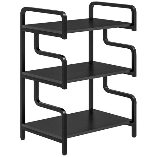 Meuble Imprimante Design - Support Imprimante 3 Étagères - Acier Panneaux Noir