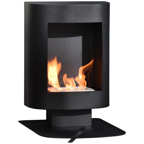 Cheminée bioéthanol sur pied design contemporain - brûleur 1,5 L - contrôle de flamme et manche inclus - acier noir