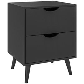 Chevet 2 Tiroirs Table De Nuit Style Nordique Dim. 40 X 35 X 50,5 Cm Noir