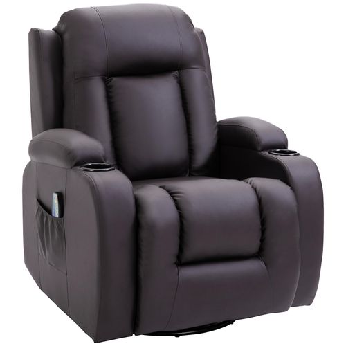 Fauteuil De Massage Et Relaxation Électrique Chauffant Inclinable Manuellement Repose-Pied Télécommande Chocolat