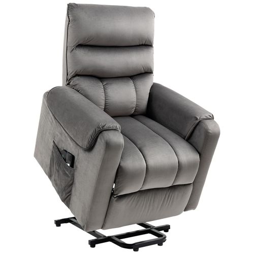Fauteuil De Massage Fauteuil Releveur Électrique Inclinaison Réglable Repose-Pied Ajustable Velours Anthracite