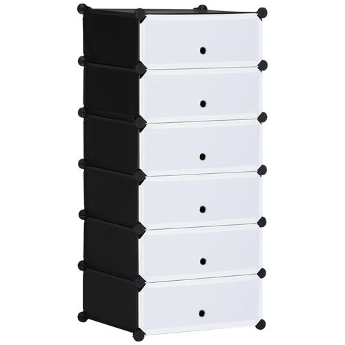 Meuble De Rangement À Chaussures Modulable 6 Casiers Rectangulaires Empilables - Noir Et Blanc