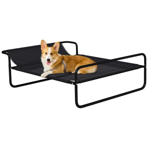 Lit Surélevé Pour Chien Appui-Tête Textilène Micro-Perforé Noir