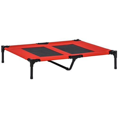 Lit Pour Chien Chat Lit De Camp Grand Confort Sur Pieds Tissu Oxford Textilène Micro-Perforé 92l X 76l X 18h Cm Rouge Noir