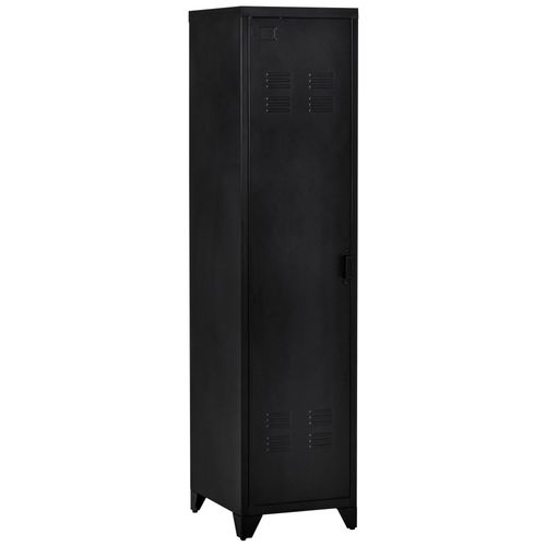Armoire Vestiaire Métal Design Industriel - Barre Penderie, 3 Étagères - Dim. 43l X 50l X 180h Cm - Métal Noir