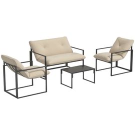 Salon de jardin 4 personnes - 4 pièces, 3 coussins