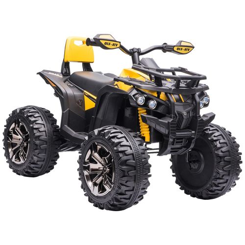 Voiture 4x4 Quad Buggy Électrique Enfant 12 V 5 Km/H Max. Effets Lumineux Sonores Selle Avec Dossier Porte-Bagage Avant Métal Pp Jaune Noir