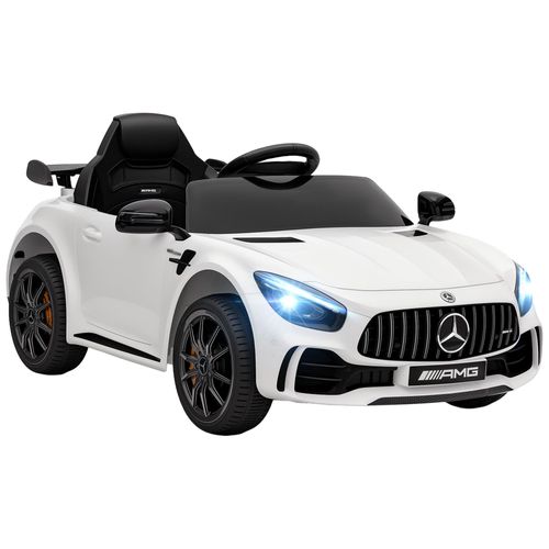 Voiture Électrique Enfant Licence Officielle Mercedes-Benz Amg Gtr - 12v, 5km/H Max. - Nombreux Effets - Télécommande - Blanc