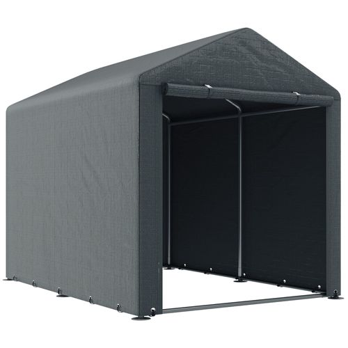 Abri De Jardin Tente De Stockage Portable Abri De Vélo Garage Pour Extérieur Avec Cadre En Acier Galvanisé Et Grande Porte, 1,6 X 2,2 M Gris Foncé
