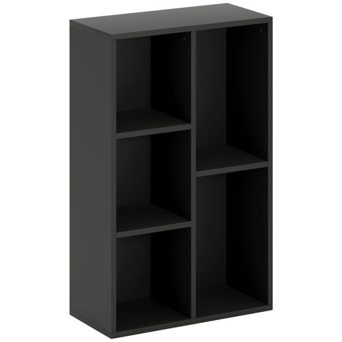 Étagère Cube - Bibliothèque - Rangement 5 Compartiments - Dim. 50 X 24 X 80 Cm - Noir