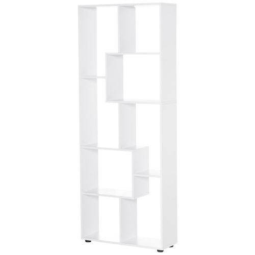 Bibliothèque Étagère Zig Zag Design Contemporain 70l X 24l X 178h Cm Panneaux Particules Blanc