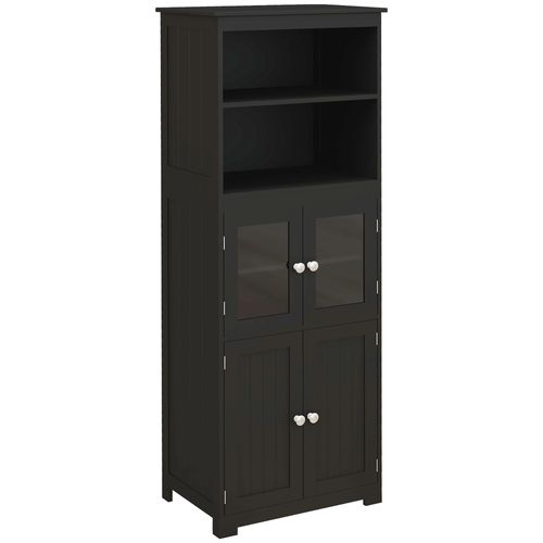 Buffet Haut 4 Portes Avec Étagères 2 Niches Grand Plateau Noir
