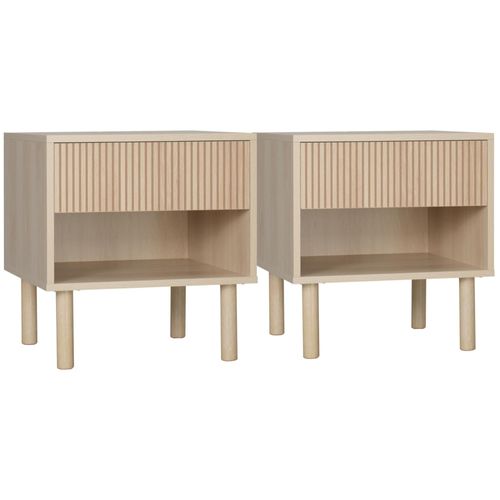 Lot De 2 Chevets Design Urban Craft Tiroir Niche Effet Bois Clair Naturel