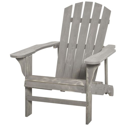 Fauteuil De Jardin Adirondack Dim. 78l X 89p X 88h Cm Bois Massif Sapin Gris Effet Vieilli