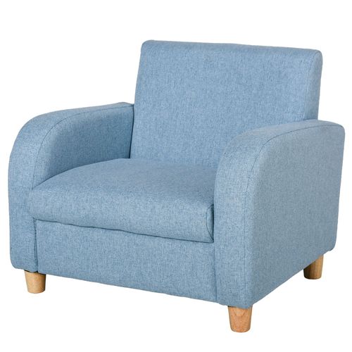 Fauteuil Scandinave Enfant Grand Confort Accoudoirs Assise Lin Bleu