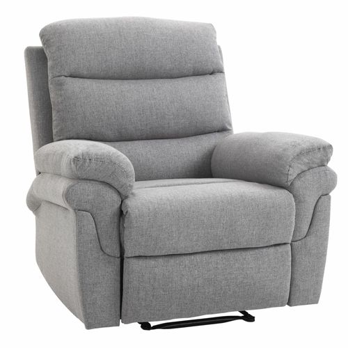 Fauteuil De Relaxation Inclinable Manuel Avec Repose-Pied Ajustable Tissu Polyester Aspect Lin Gris Clair Chiné