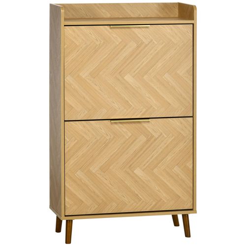 Meuble À Chaussures Style Scandinave 2 Portes 3 Étagères Motif Chevron