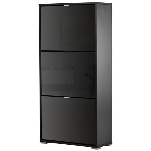 Meuble À Chaussures 3 Portes Abattantes 3 Compartiments Mdf