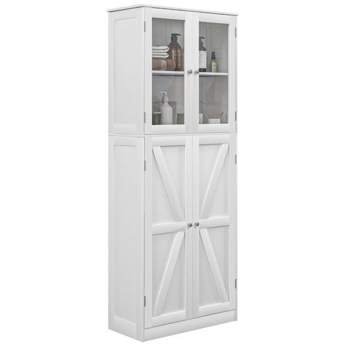 Buffet Haut Salle De Bain Moderne Verre Trempé Blanc