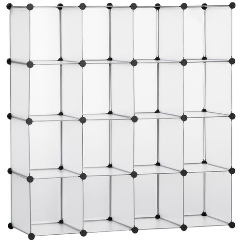 Rangement Modulable 16 Cubes Forme Carré Dim. Totales 125 X 125 Cm Acier Noir Pp Transparent
