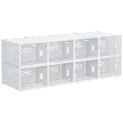 Étagère Cube Modulable - 8 Cubes - Meuble À Chaussures - Pp Blanc Transparent
