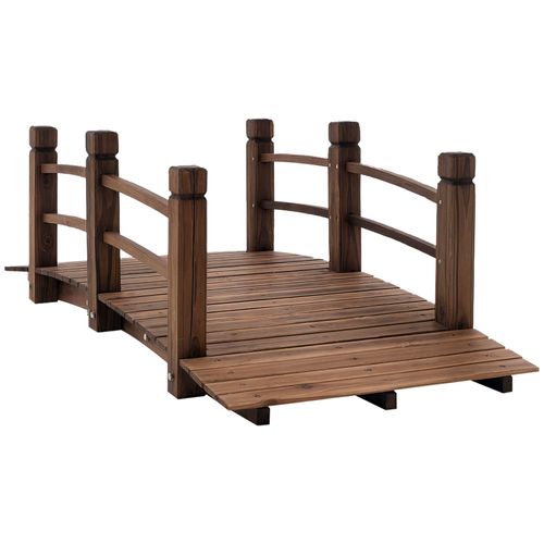Pont De Jardin - Pont De Bassin - Passerelle En Bois - Dim. 152,5l X 67l X 48h Cm - Bois De Sapin Trait? Carbonisation
