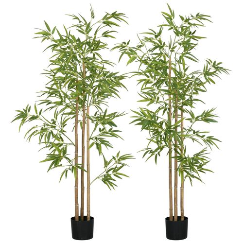 Lot de 2 bambous artificiels 1,80H m 830 feuilles réalistes par pied vrais troncs