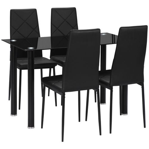 Ensemble Salle À Manger Style Contemporain 5 Pièces 4 Places Noir