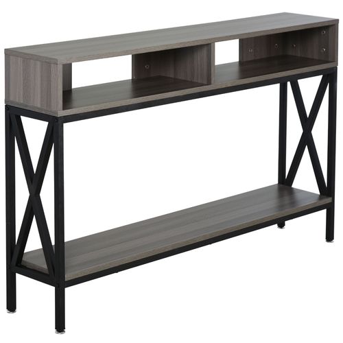 Console D'entrée Industrielle 120 X 23,5 X 75 Cm Bois Gris