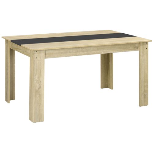 Table À Manger Rectangulaire 6 Personnes Aspect Chêne Clair Noir
