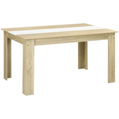 Table À Manger Rectangulaire 6 Personnes Aspect Chêne Clair Blanc