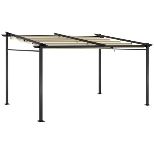 Pergola Rétractable 3,97l X 2,95l X 2,3h M Alu. Acier Polyester Beige