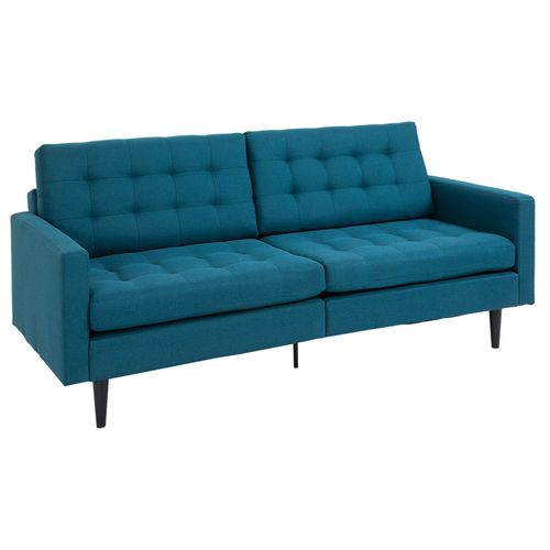 Canapé Convertible 2 Places Dossiers Inclinables Lin Bleu Canard