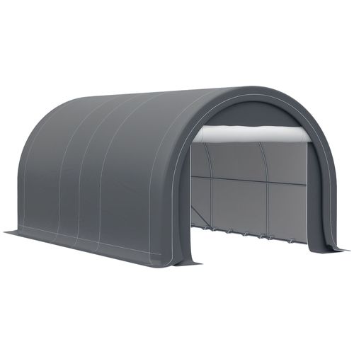 Tente Garage Carport Dim. 5l X 3l X 2,4h M Acier Galvanisé Robuste Pe Haute Densité 190 G/M² Imperméable Anti-Uv Gris