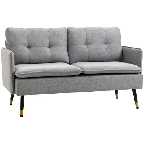 Canap¿ 2 Places Style Art-D¿Co Effet Capitonn¿ Tissu Gris