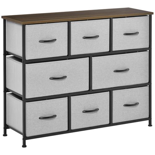 Commode Meuble De Rangement 8 Tiroirs Pliables En Tissu 100 X 30 X 78,5 Cm Gris