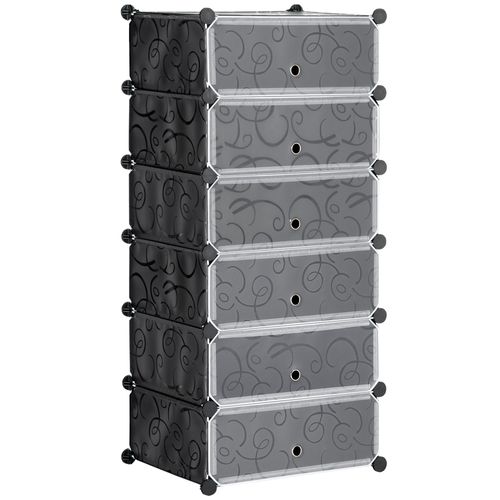 Meuble De Rangement À Chaussures Modulable 6 Casiers Noir Blanc