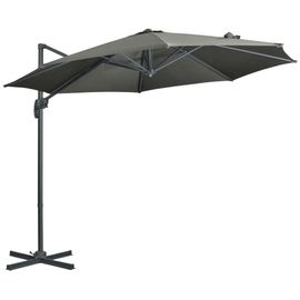 Parasol Déporté Octogonal Inclinable Manivelle Avec Pied En Acier Ø 2,94 X 2,48h M Gris