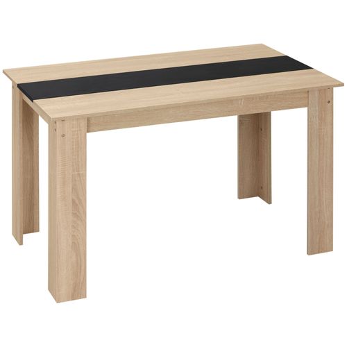 Table À Manger Grand Plateau 4-6 Personnes - Noir Aspect Chêne Clair