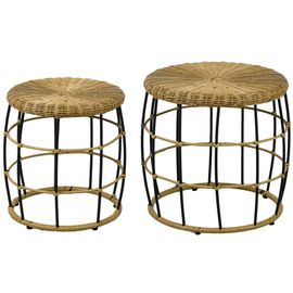 Tables Basses Gigognes De Jardin Cosy Chic Résine Tressée Aspect Rotin