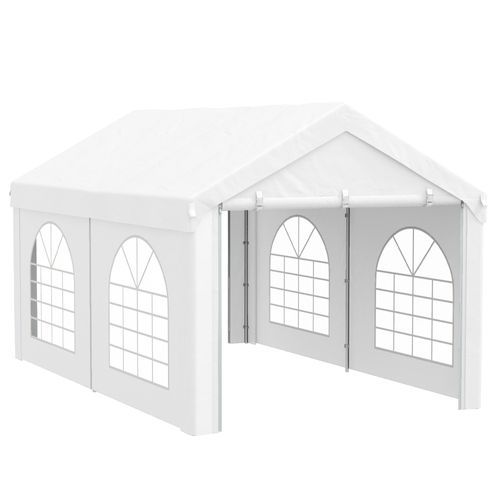 Tente De Réception Barnum 2 Portes Zippées Acier Galvanisé Pe Blanc