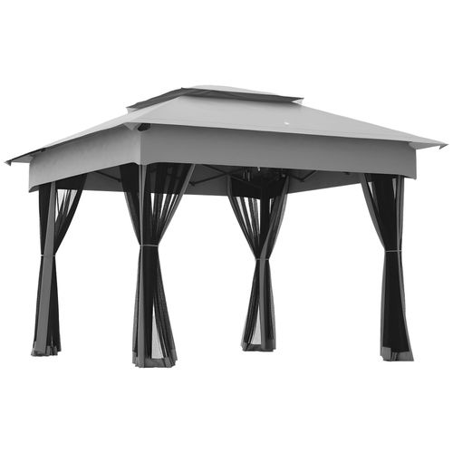 Tonnelle Barnum De Jardin Pop-Up Pliant 3,25l X 3,25l X 2,7h M Acier Polyester Moustiquaires + Sac De Transport Gris