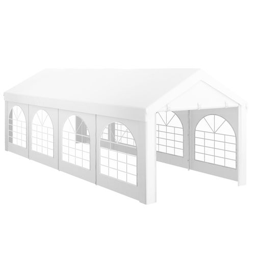 Tente De Réception Barnum 2 Portes Zippées Acier Galvanisé Pe Blanc